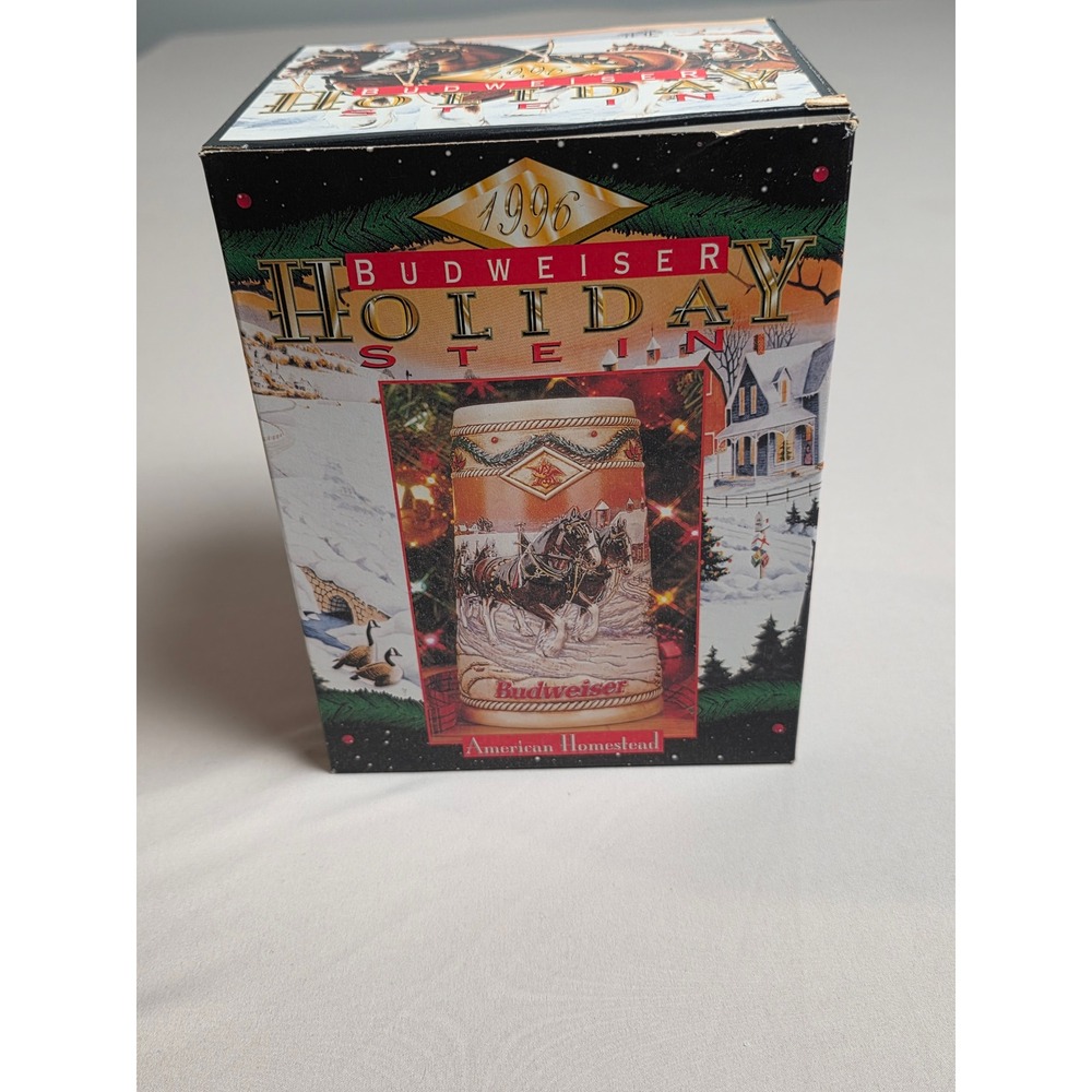 Budweiser Holiday Stein‎ American Homestead 1996 Collectible Christmas Beer Mug